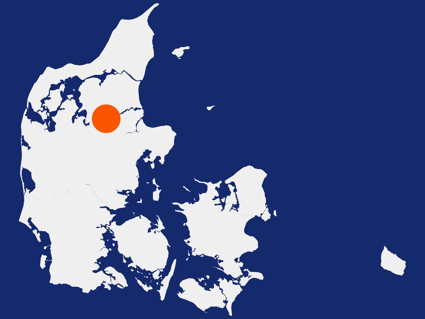 Danmarkskort med prik, der viser placering af transport og bevogtning Hobro